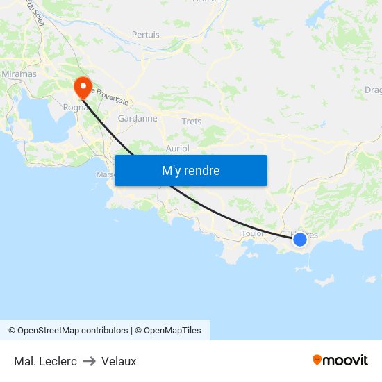 Mal. Leclerc to Velaux map