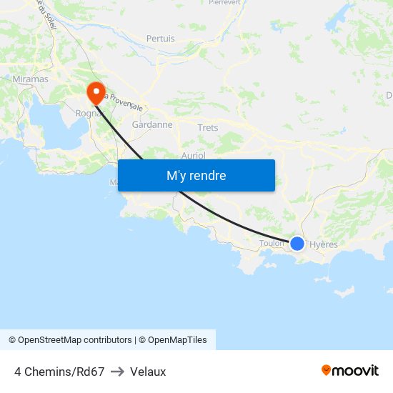 4 Chemins/Rd67 to Velaux map