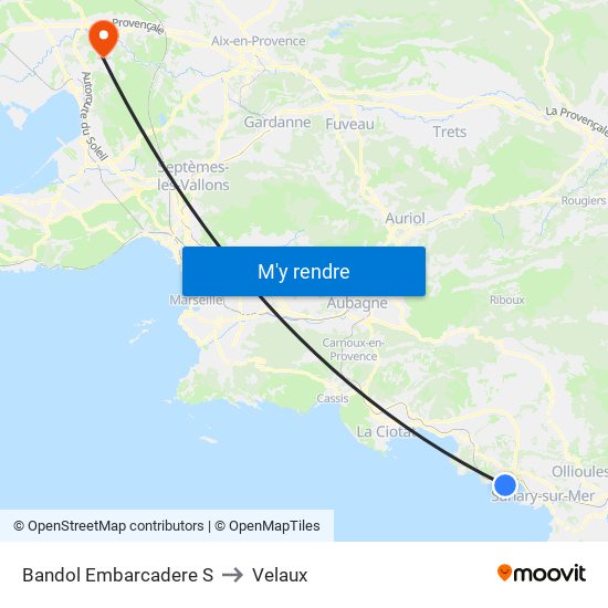Bandol Embarcadere S to Velaux map
