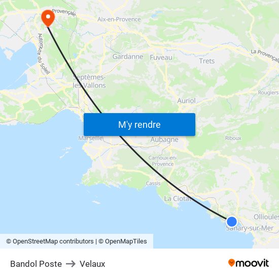Bandol Poste to Velaux map