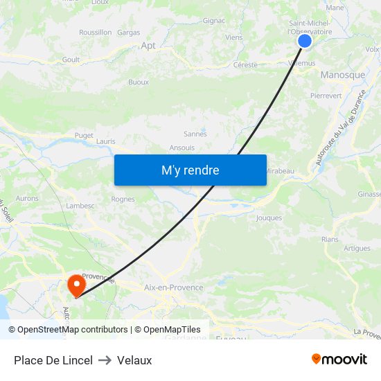 Place De Lincel to Velaux map