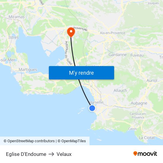 Eglise D'Endoume to Velaux map