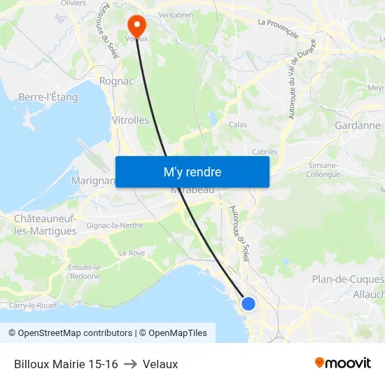 Billoux Mairie 15-16 to Velaux map
