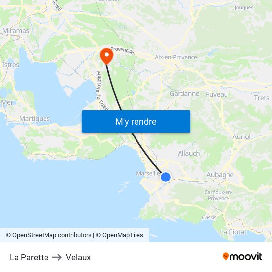 La Parette to Velaux map