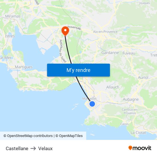 Castellane to Velaux map