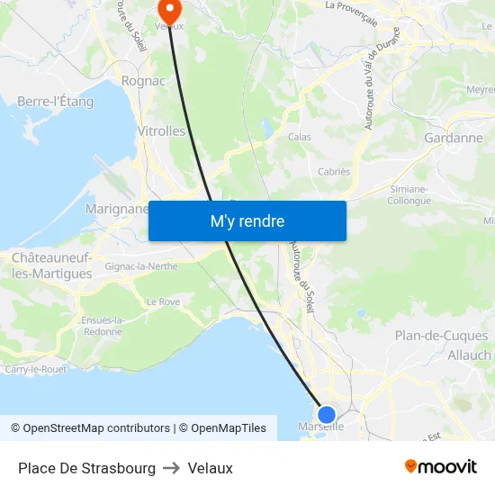 Place De Strasbourg to Velaux map