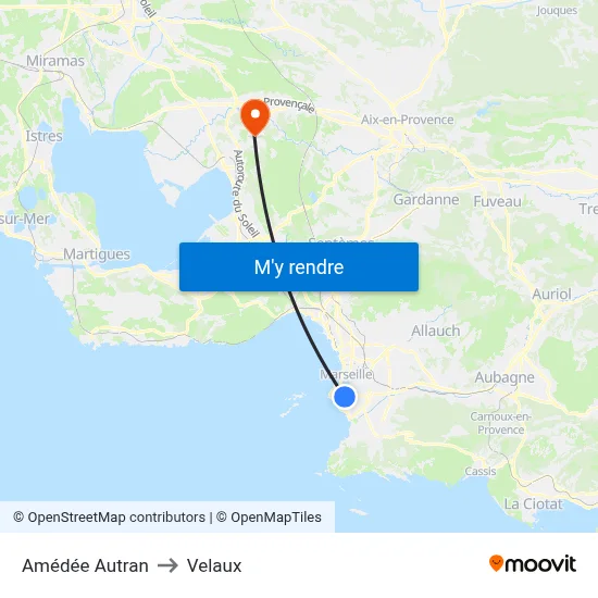 Amédée Autran to Velaux map