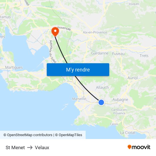 St Menet to Velaux map