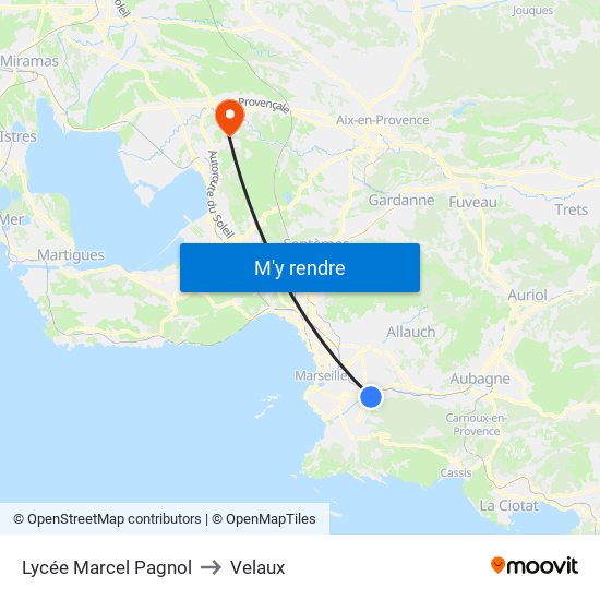 Lycée Marcel Pagnol to Velaux map