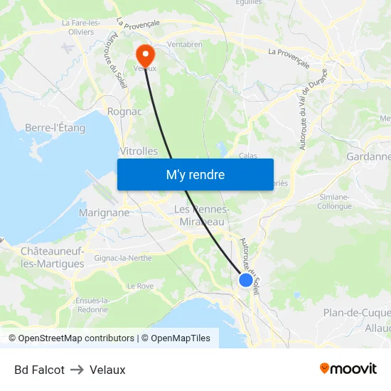 Bd Falcot to Velaux map