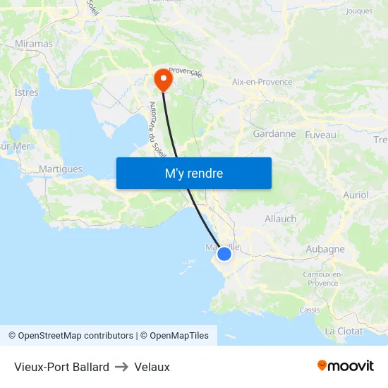 Vieux-Port Ballard to Velaux map