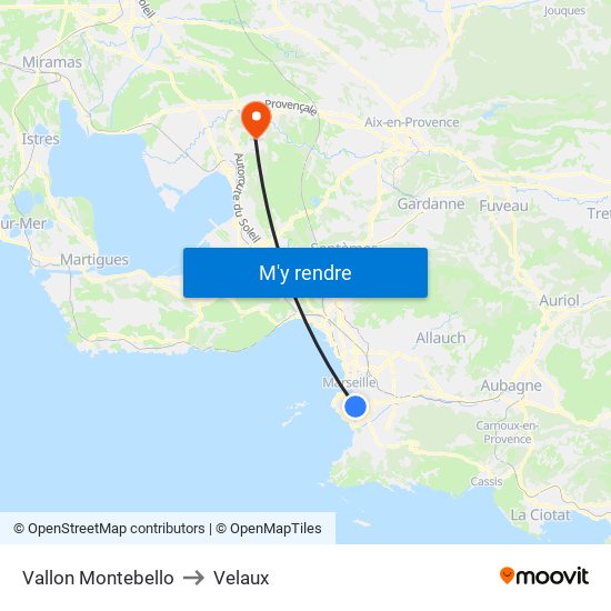 Vallon Montebello to Velaux map