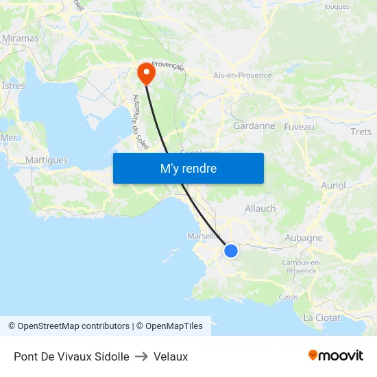 Pont De Vivaux Sidolle to Velaux map