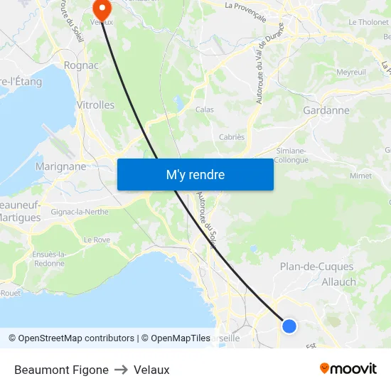 Beaumont Figone to Velaux map