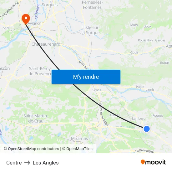 Centre to Les Angles map