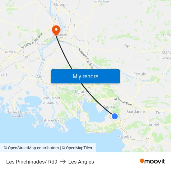 Les Pinchinades/ Rd9 to Les Angles map