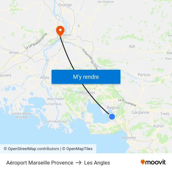 Aéroport Marseille Provence to Les Angles map