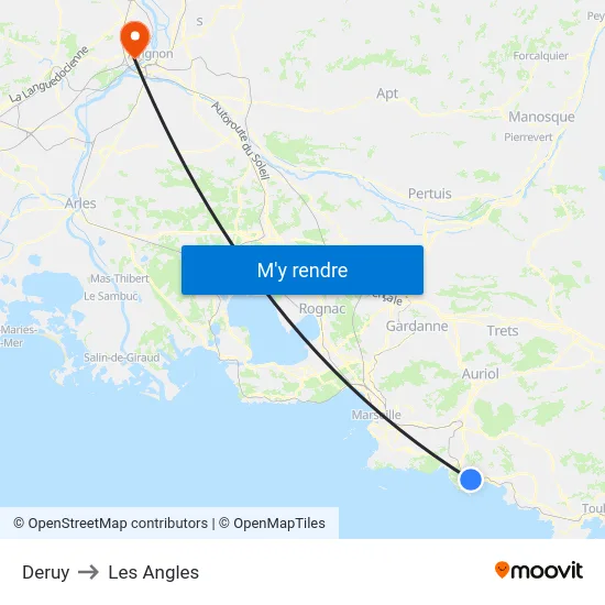Deruy to Les Angles map