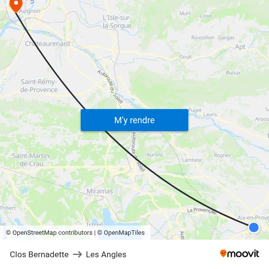 Clos Bernadette to Les Angles map