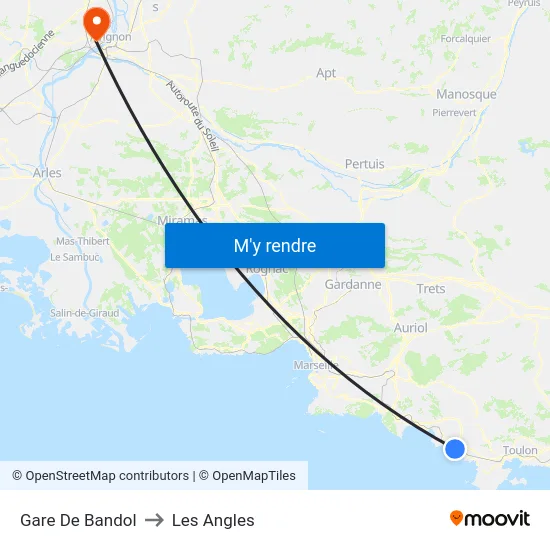 Gare De Bandol to Les Angles map