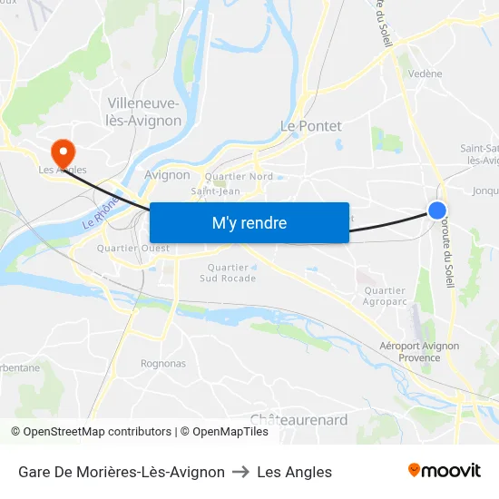 Gare De Morières-Lès-Avignon to Les Angles map