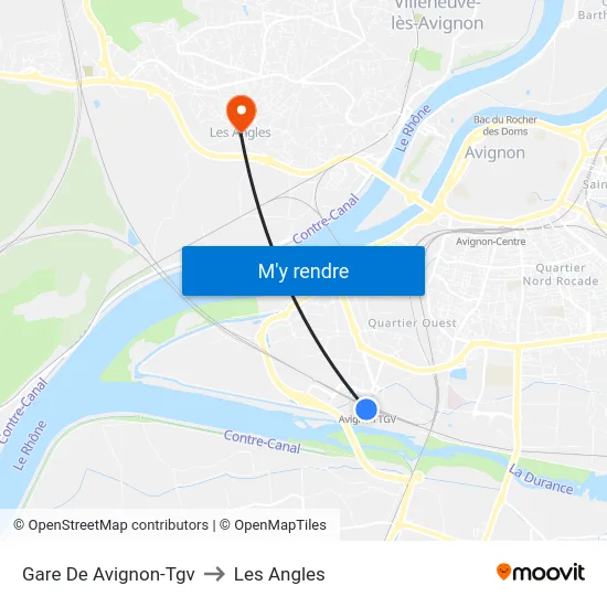 Gare De Avignon-Tgv to Les Angles map