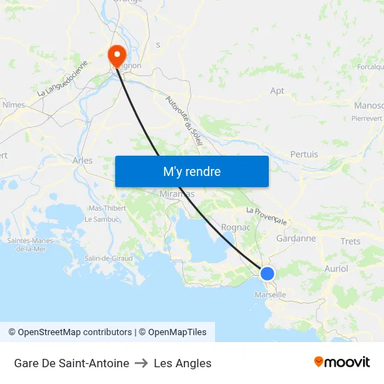 Gare De Saint-Antoine to Les Angles map
