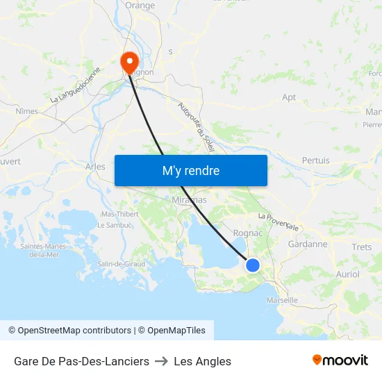Gare De Pas-Des-Lanciers to Les Angles map