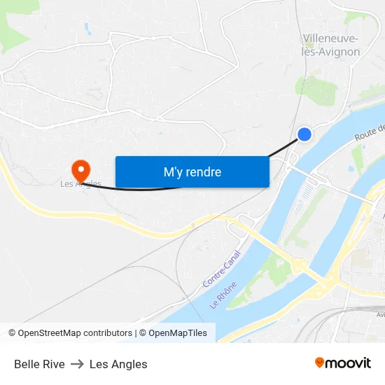 Belle Rive to Les Angles map