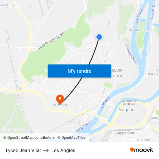 Lycée Jean Vilar to Les Angles map