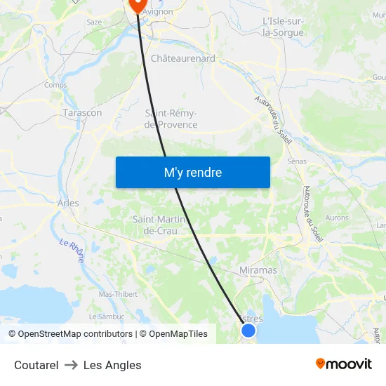 Coutarel to Les Angles map