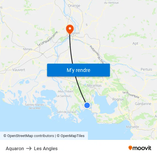 Aquaron to Les Angles map