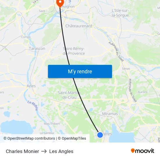 Charles Monier to Les Angles map