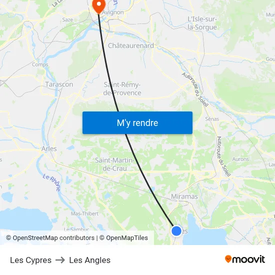 Les Cypres to Les Angles map