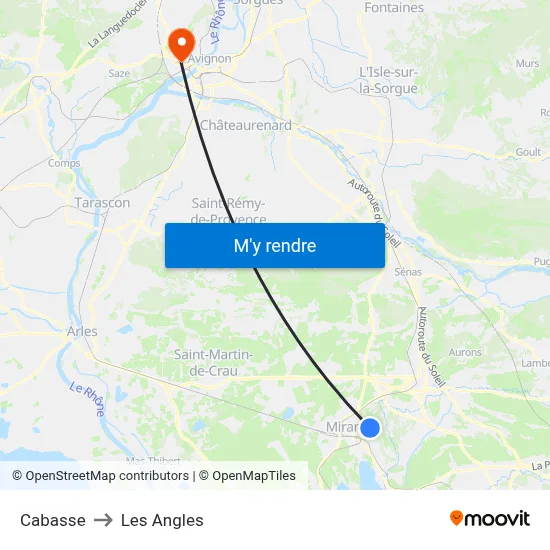 Cabasse to Les Angles map