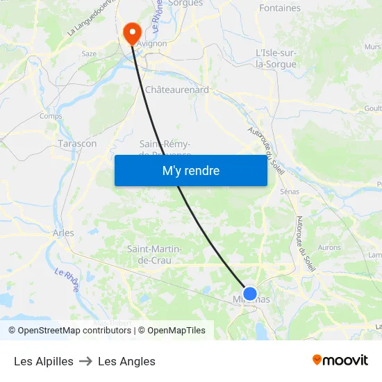 Les Alpilles to Les Angles map