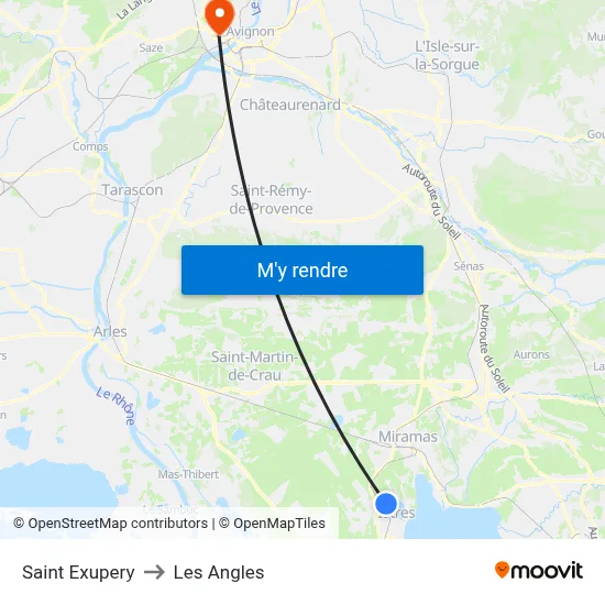 Saint Exupery to Les Angles map