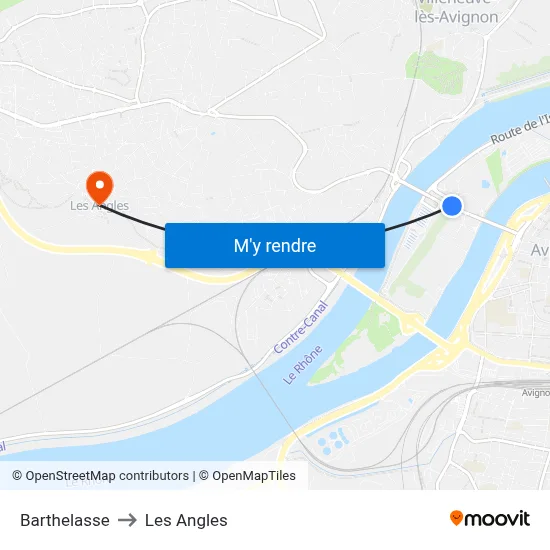 Barthelasse to Les Angles map