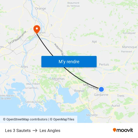 Les 3 Sautets to Les Angles map