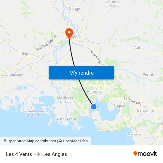 Les 4 Vents to Les Angles map