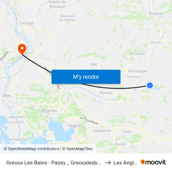 Greoux Les Bains - Passy _ Greouxlesbains to Les Angles map