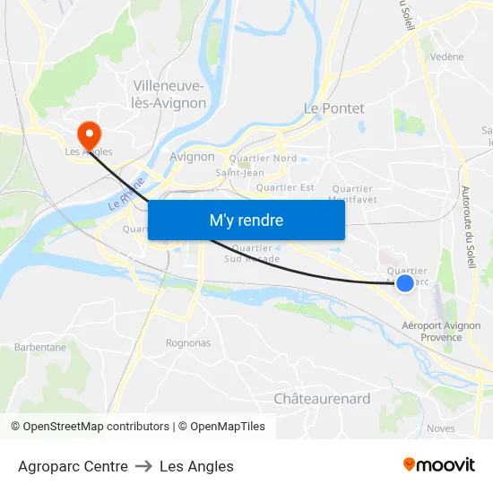 Agroparc Centre to Les Angles map