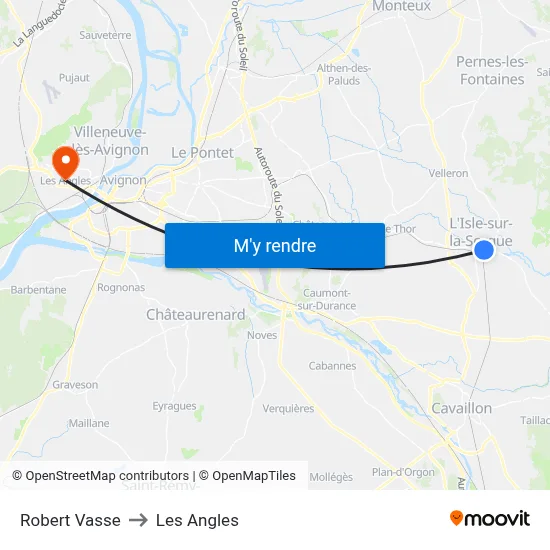 Robert Vasse to Les Angles map