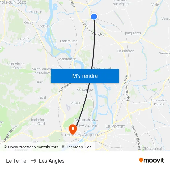 Le Terrier to Les Angles map