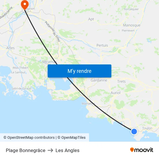 Plage Bonnegrâce to Les Angles map