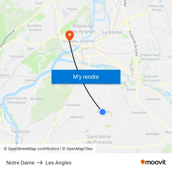 Notre Dame to Les Angles map