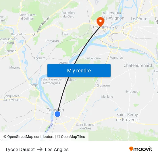 Lycée Daudet to Les Angles map