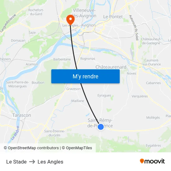Le Stade to Les Angles map