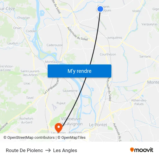 Route De Piolenc to Les Angles map
