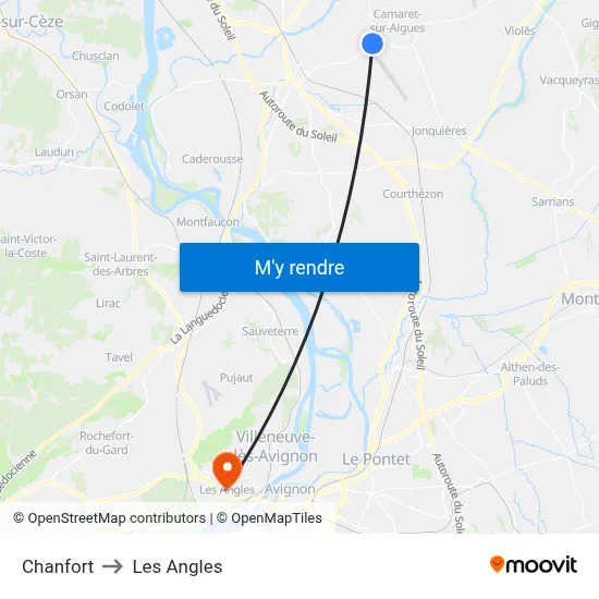 Chanfort to Les Angles map